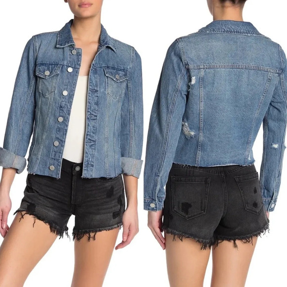 BlankNYC Light Wash Traffic Jam Cropped Denim Jean Trucket Jacket Size XS - Picture 1 of 11